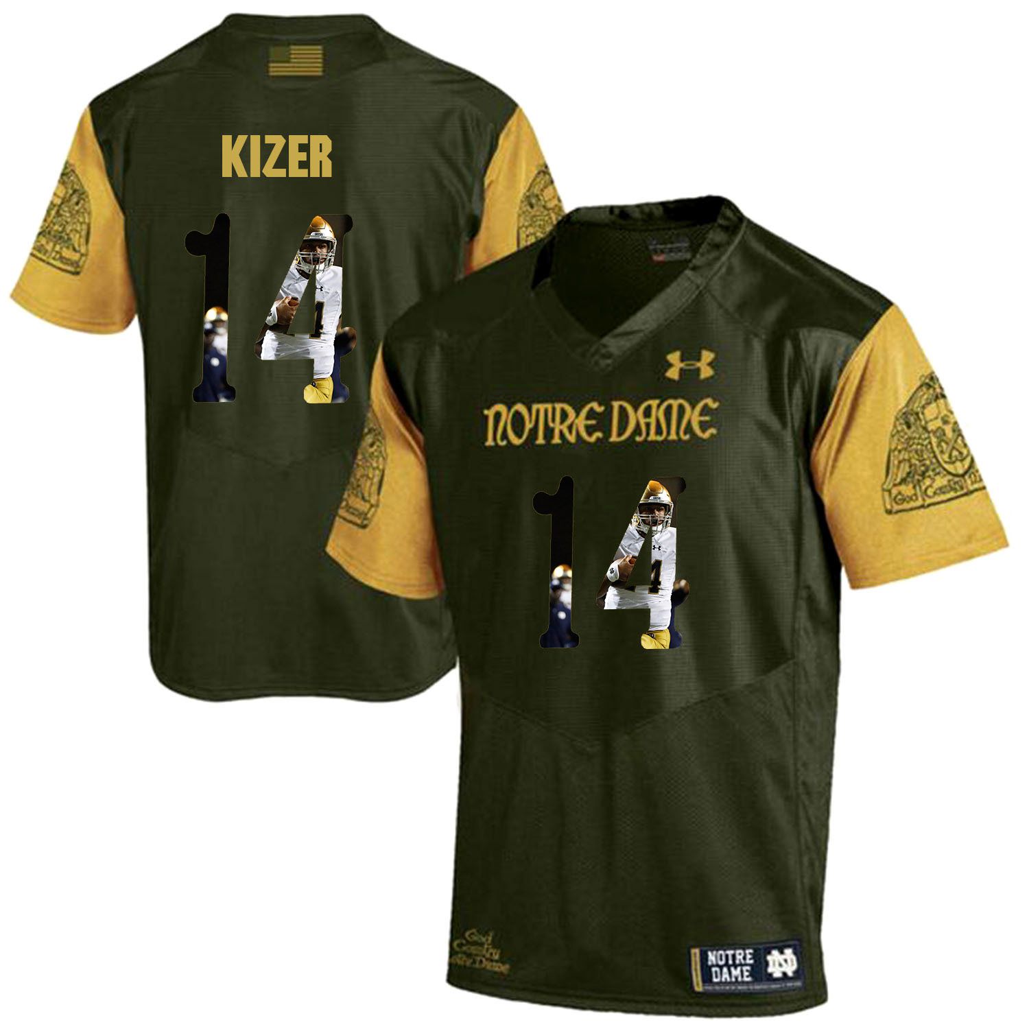 Men Norte Dame Fighting Irish 14 Kizer Green Fashion Edition Customized NCAA Jerseys